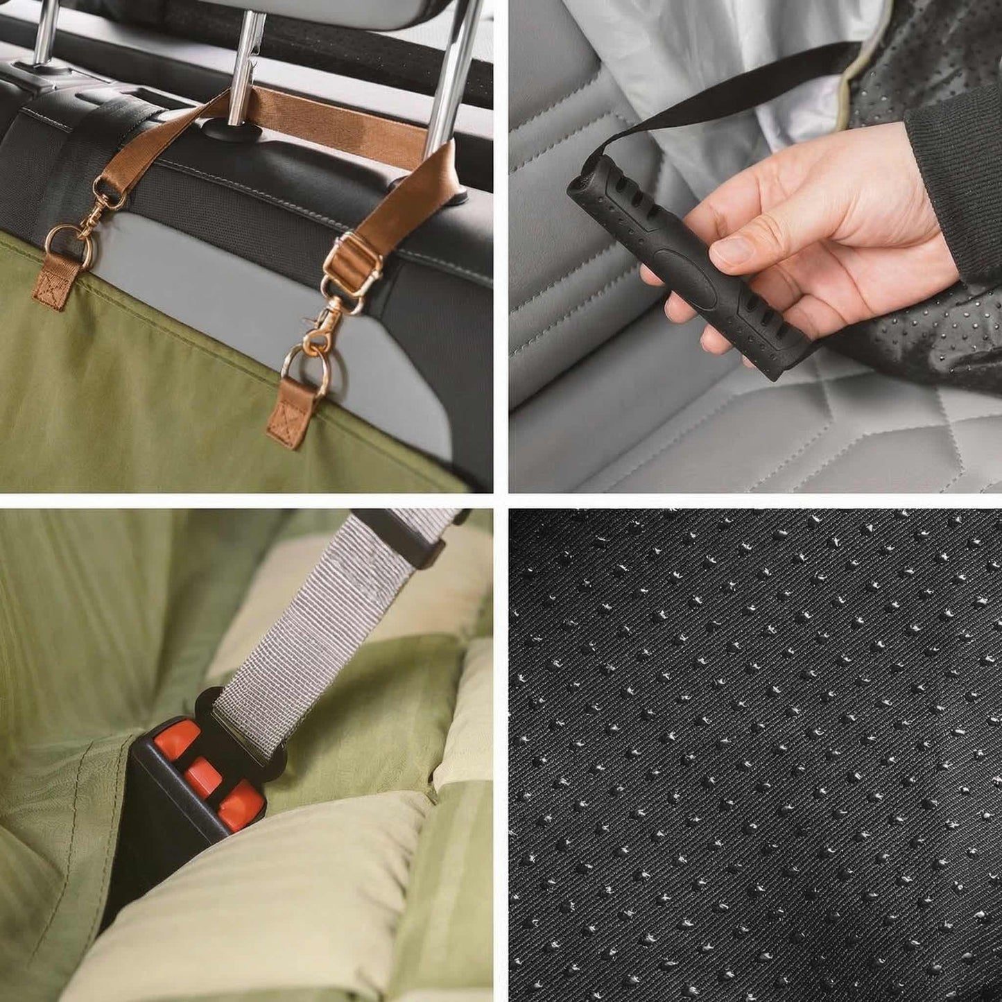 Large Dog Car Seat Bed with Anti-Slip Design & Adjustable Safety Straps