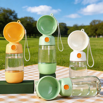 Dog Water Bottle 400ml Portable Canine Water Bottle with Food Dispenser