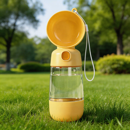 Dog Water Bottle 400ml Portable Canine Water Bottle with Food Dispenser