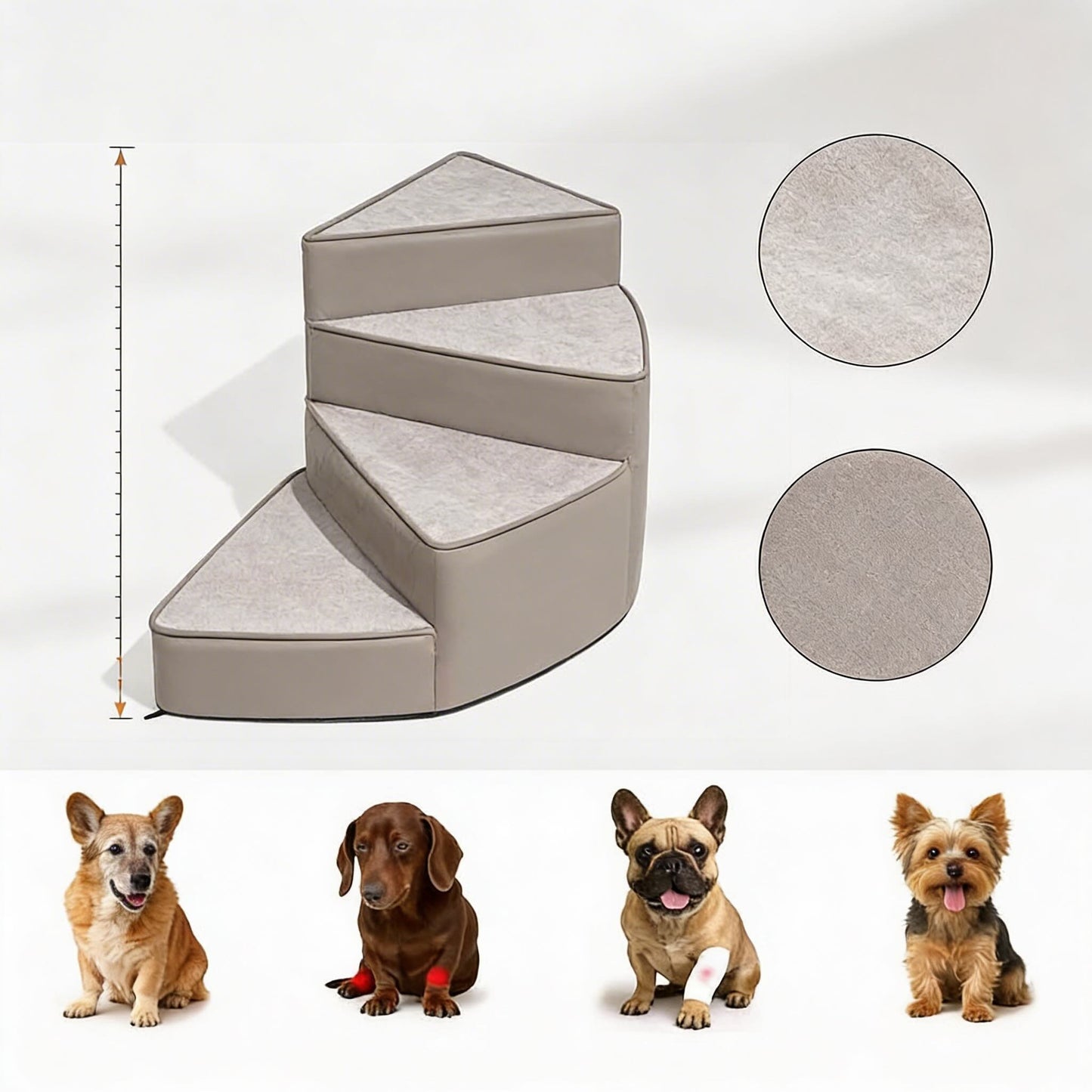 Dog Stairs for Bed, Water-Repellent Faux Leather Pet Steps, Joint-Friendly 2-4 Steps