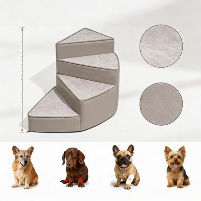 Dog Stairs for Bed, Water-Repellent Faux Leather Pet Steps, Joint-Friendly 2-4 Steps
