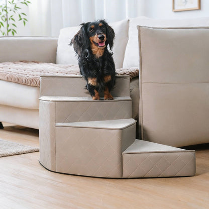 Dog Stairs for Bed, Water-Repellent Faux Leather Pet Steps, Joint-Friendly 2-4 Steps