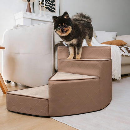 Dog Stairs for Bed, Water-Repellent Faux Leather Pet Steps, Joint-Friendly 2-4 Steps