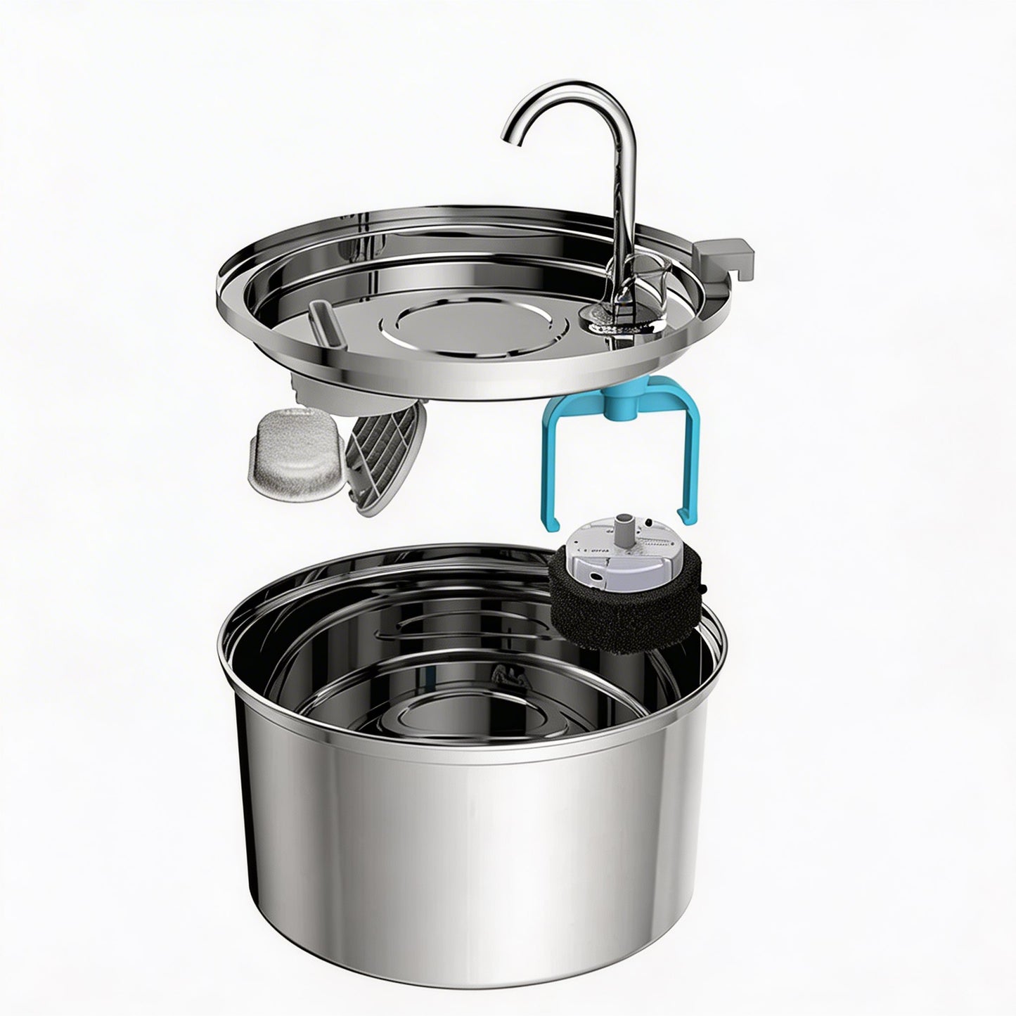 Automatic Stainless Steel Dog & Cat Water Fountain 3L Quiet Filtered Bowl