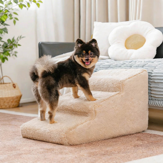 Soft Dog Ramp Stairs for Bed - Joint-Friendly Foam Steps, Non-Slip Base