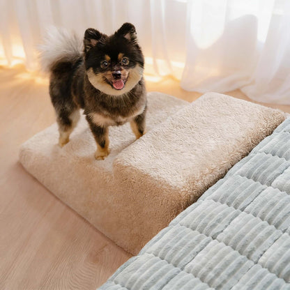 Soft Dog Ramp Stairs for Bed - Joint-Friendly Foam Steps, Non-Slip Base