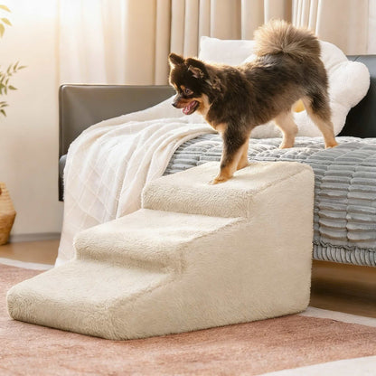 Soft Dog Ramp Stairs for Bed - Joint-Friendly Foam Steps, Non-Slip Base