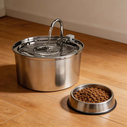 Automatic Stainless Steel Dog & Cat Water Fountain 3L Quiet Filtered Bowl