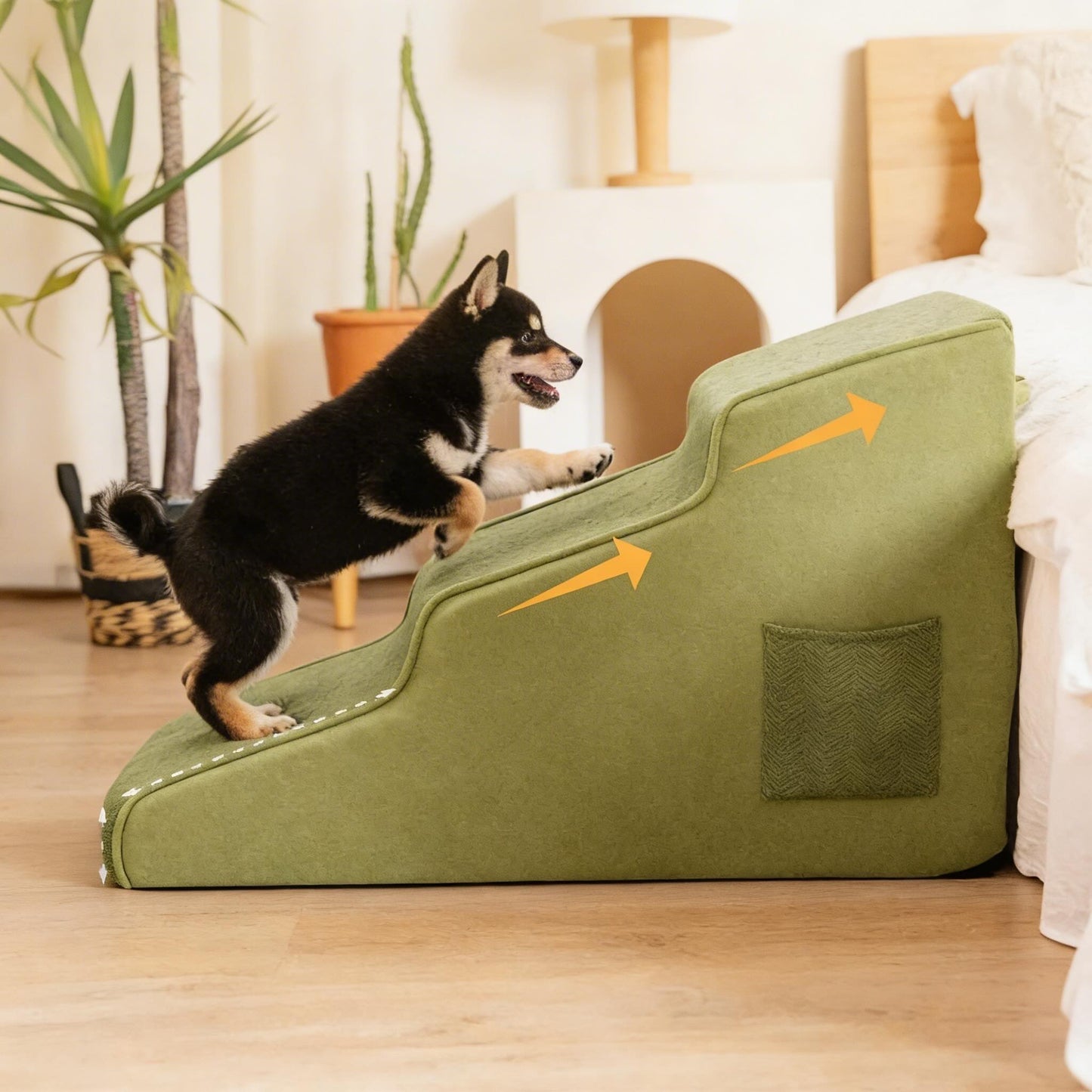 Dog Stairs for Bed - Extra Wide Non-Slip Foam Steps for Senior Dogs & Small Breeds