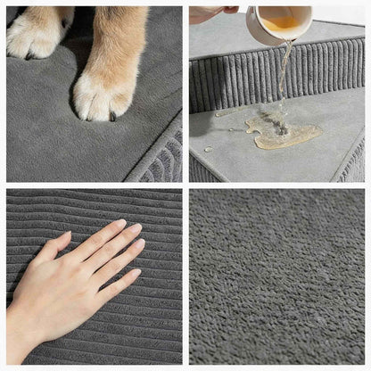 Dog Stairs for Bed - Cozy Corduroy 2-4 Steps Pet Stairs, Joint-Friendly, Anti-Slip, Space-Saving Design