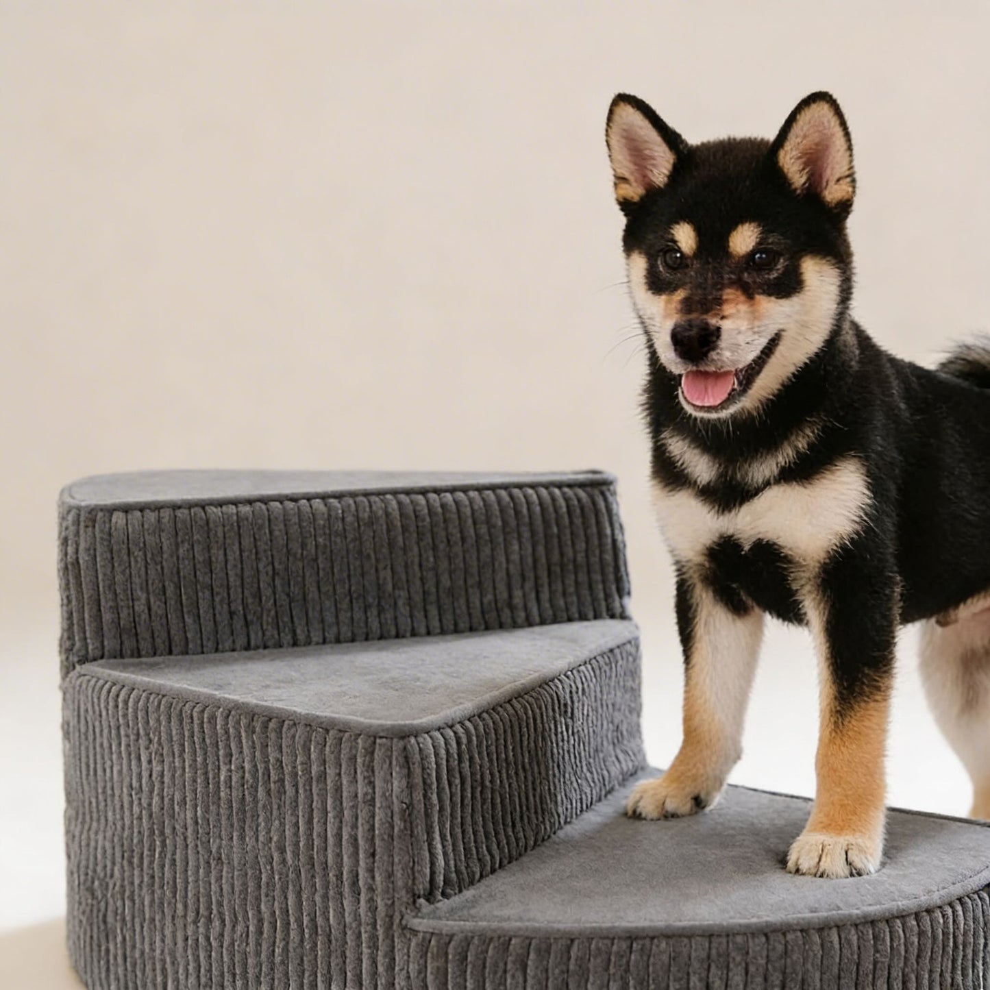 Dog Stairs for Bed - Cozy Corduroy 2-4 Steps Pet Stairs, Joint-Friendly, Anti-Slip, Space-Saving Design