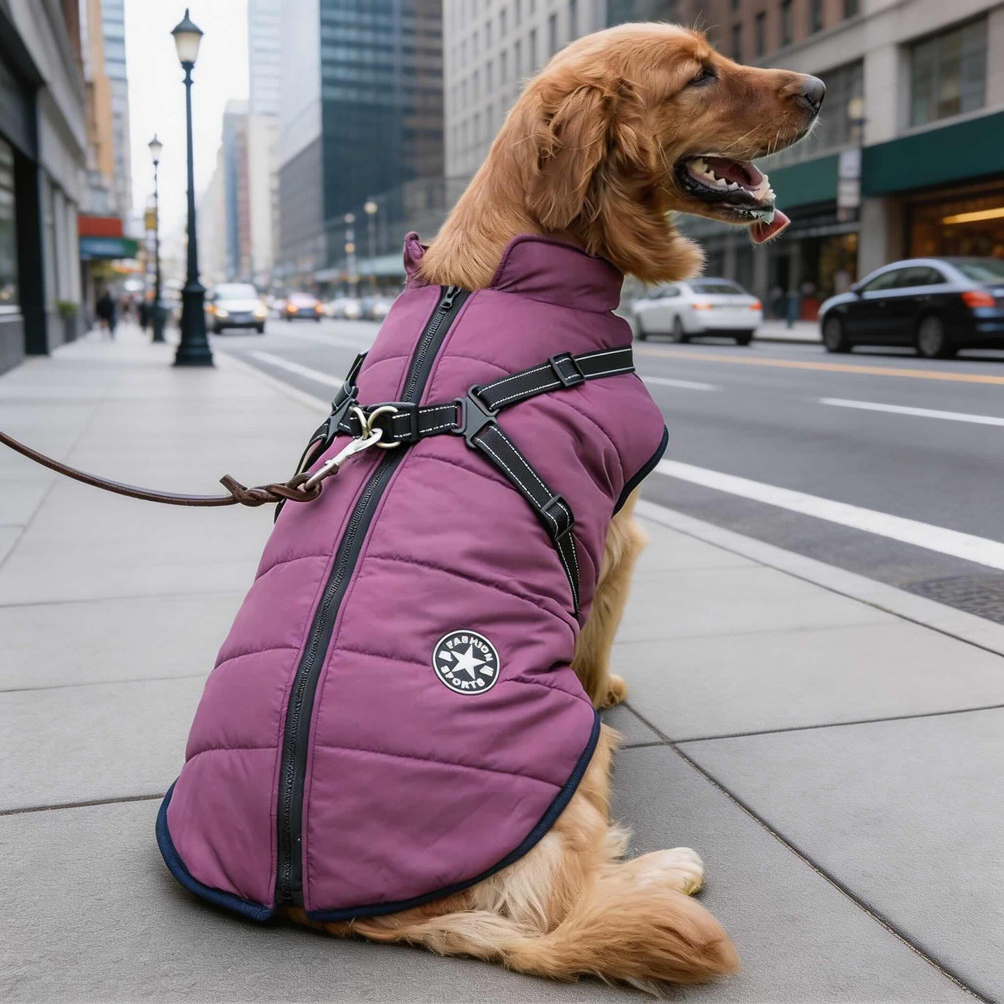 Waterproof Dog Jacket with Built-in Harness, Warm Dog Coat for Active Dogs, Adjustable Fit