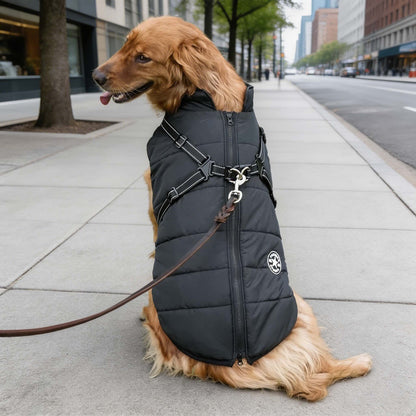 Waterproof Dog Jacket with Built-in Harness, Warm Dog Coat for Active Dogs, Adjustable Fit