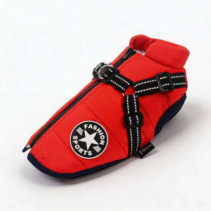 Waterproof Dog Jacket with Built-in Harness, Warm Dog Coat for Active Dogs, Adjustable Fit