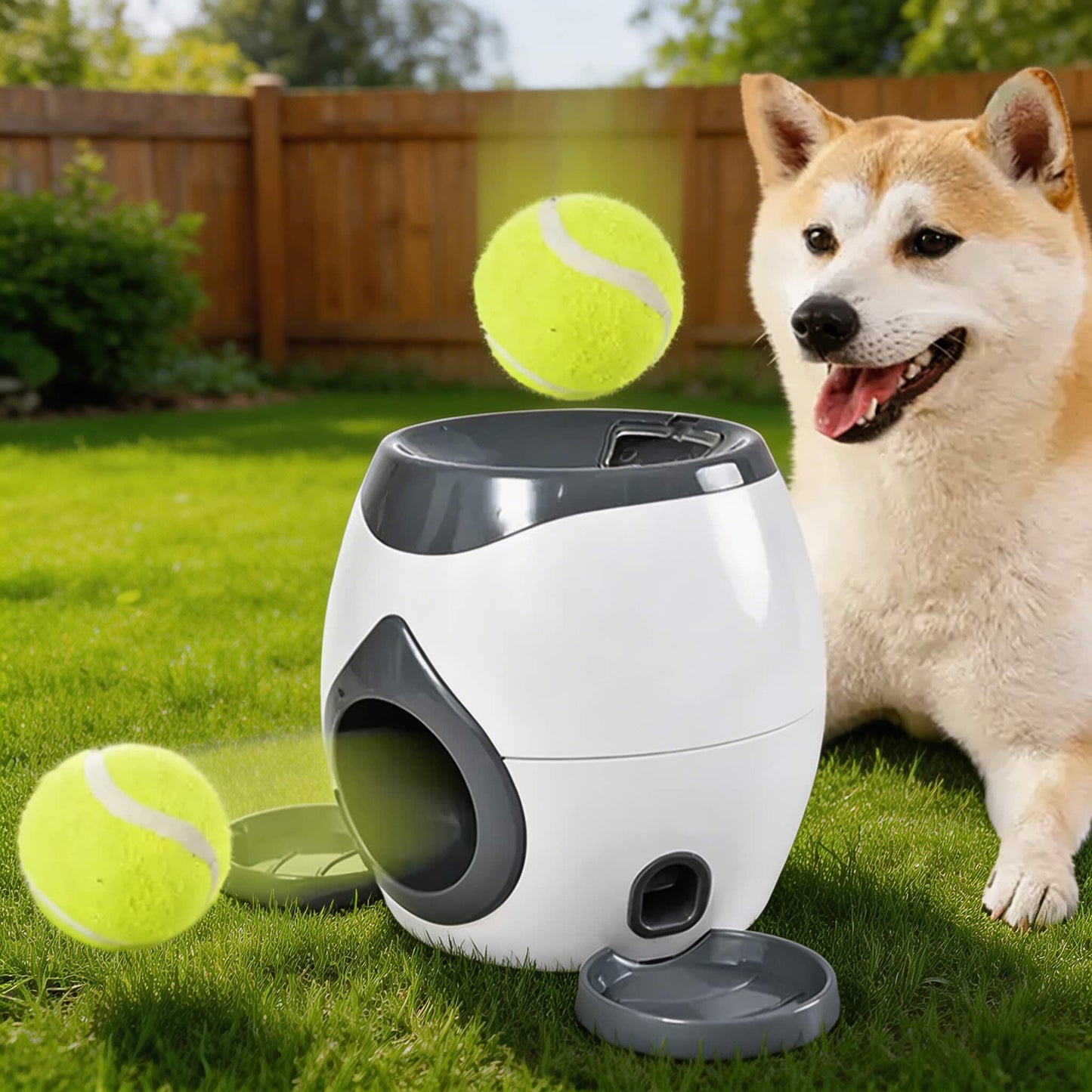 Interactive Dog Toy Automatic Tennis Ball Launcher for Training and Feeding