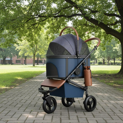 Dog Stroller Pram for Small to Medium Pets with Large Wheels and Safety Restraints