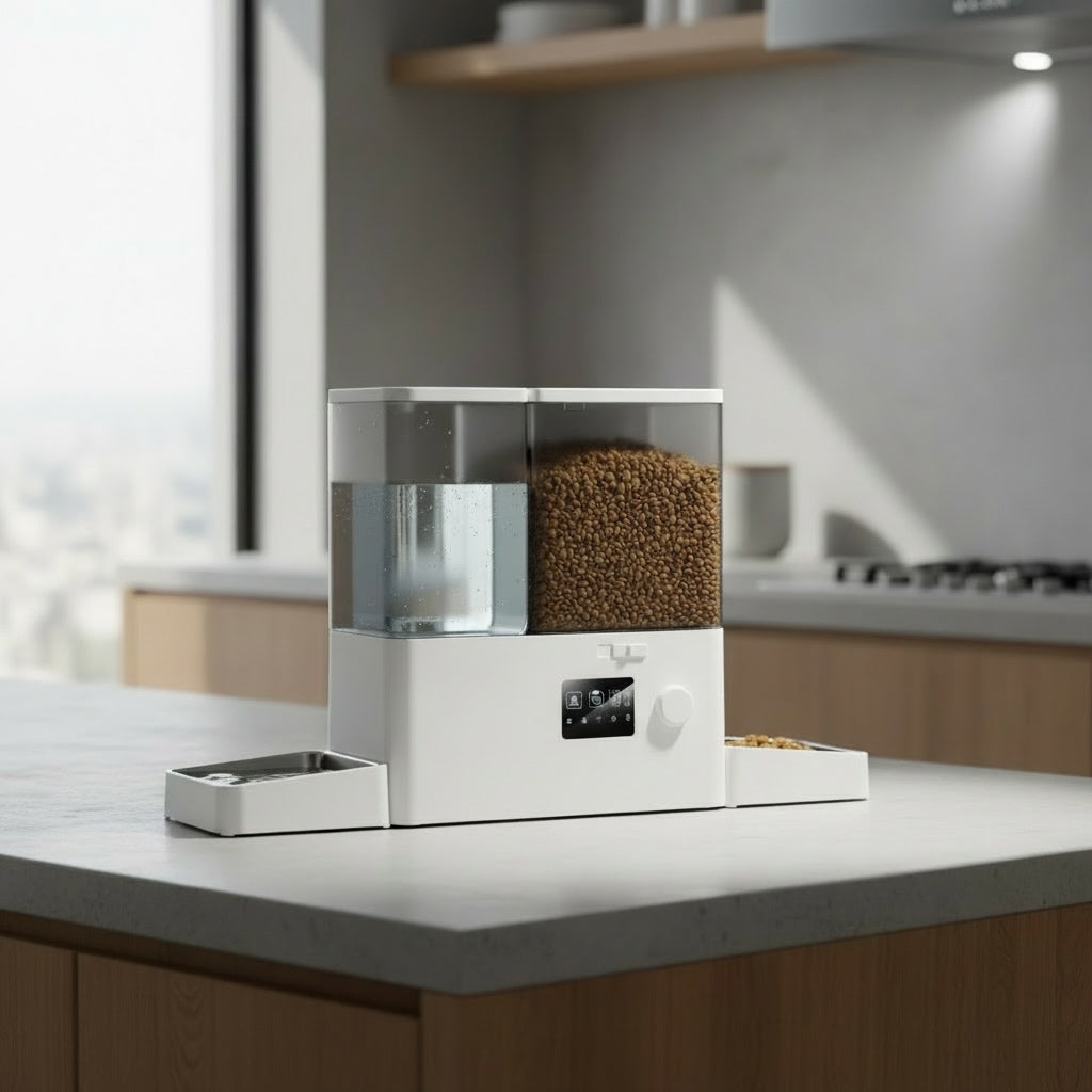 Automatic Pet Feeder and Water Fountain with WiFi Connectivity and 5L Food Capacity