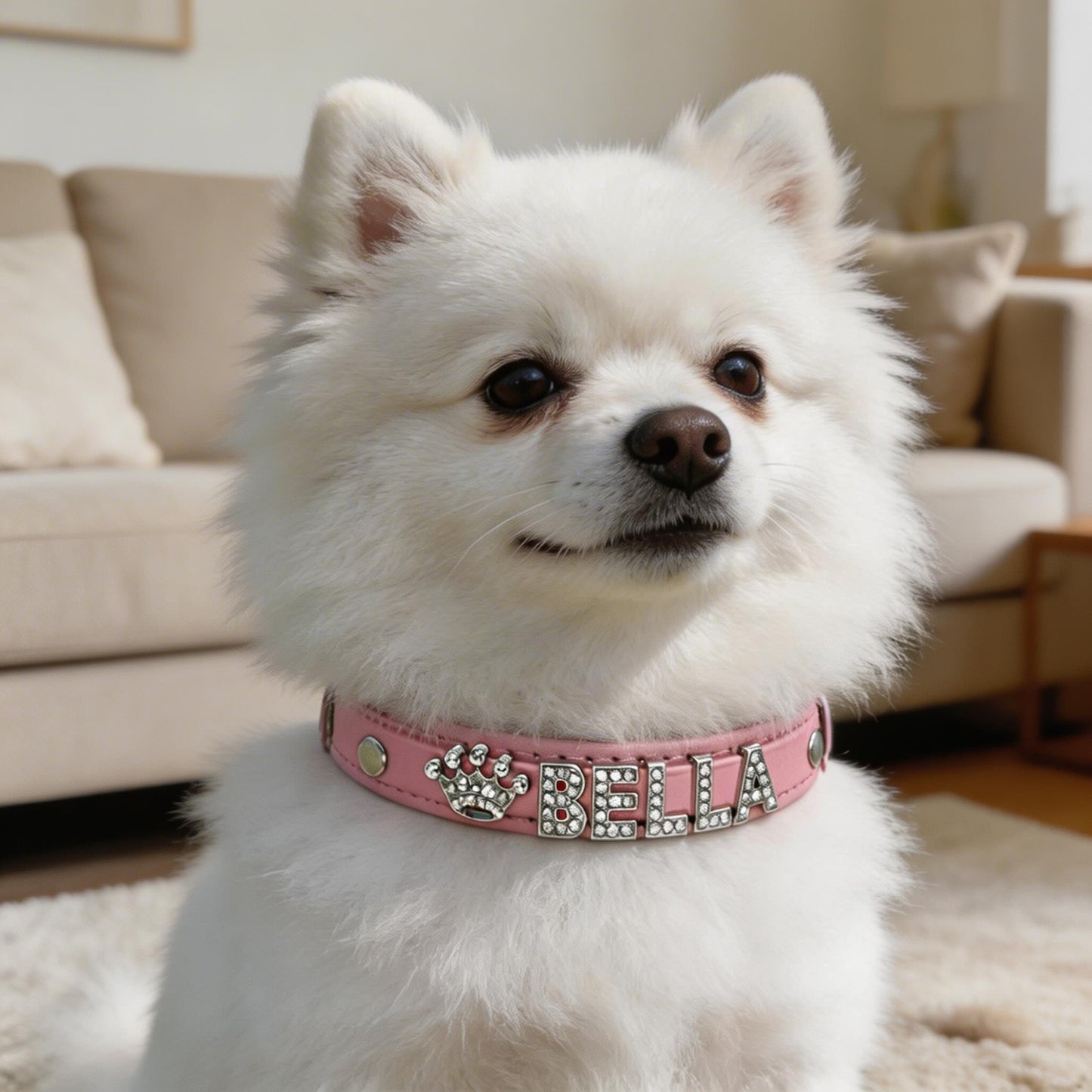 Personalised Bling Rhinestone Dog Collar with Name
