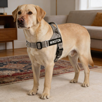 Reflective Adjustable Dog Harness with Name for Small Medium Large Dogs