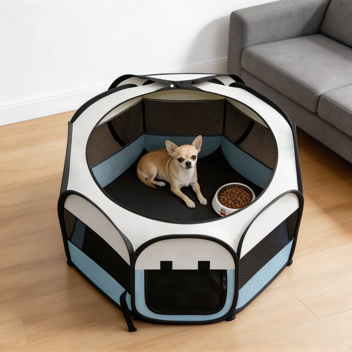 Portable Puppy Playpen for Dogs Foldable Waterproof Oxford Material with Excellent Ventilation