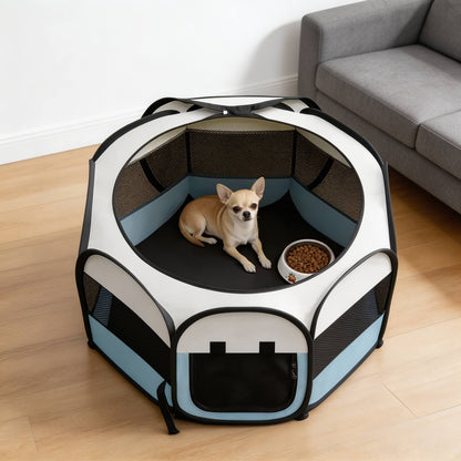 Portable Puppy Playpen for Dogs Foldable Waterproof Oxford Material with Excellent Ventilation