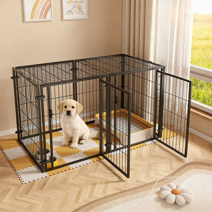 Expandable Modern Dog Fence with Cover Wire Construction for Pet Safety and Toilet Area
