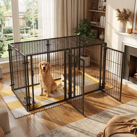 Expandable Modern Dog Fence with Cover Wire Construction for Pet Safety and Toilet Area