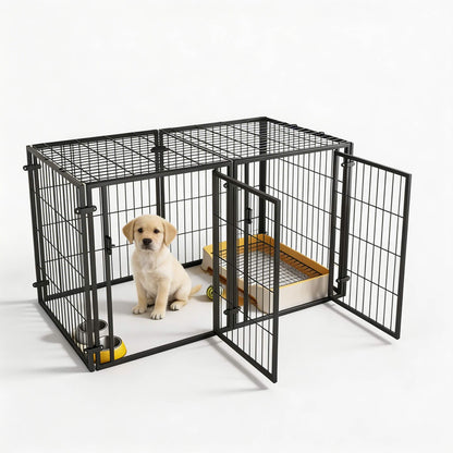 Expandable Modern Dog Fence with Cover Wire Construction for Pet Safety and Toilet Area