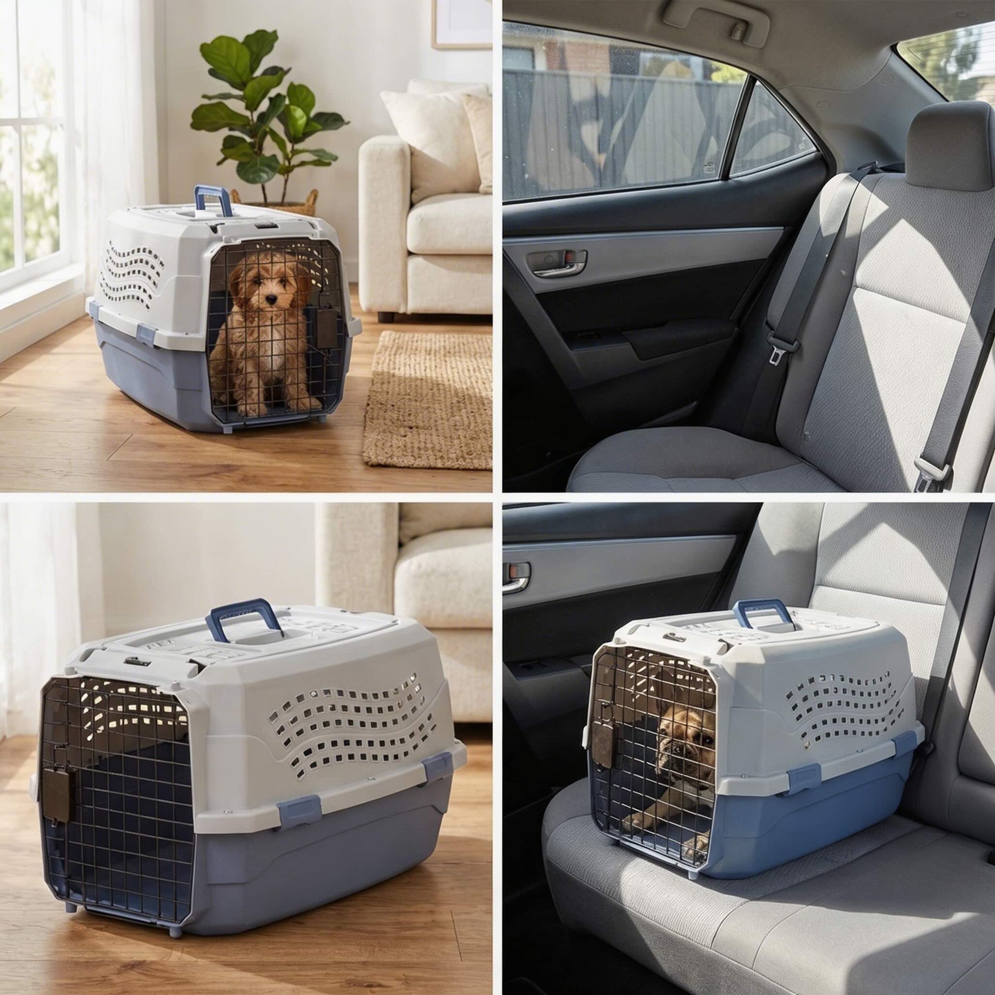Durable Hard-Sided Cat Carrier with Dual Entry Doors Plastic for Safe Travel up to 5 kg