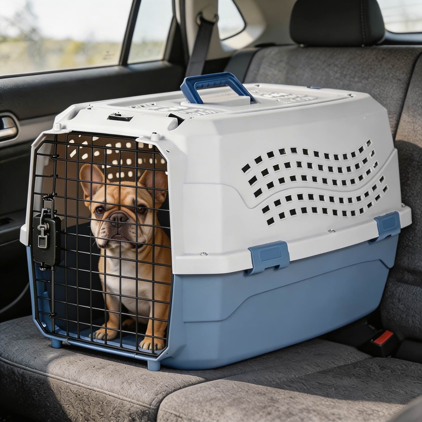 Durable Hard-Sided Cat Carrier with Dual Entry Doors Plastic for Safe Travel up to 5 kg