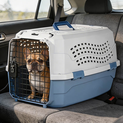 Durable Hard-Sided Cat Carrier with Dual Entry Doors Plastic for Safe Travel up to 5 kg