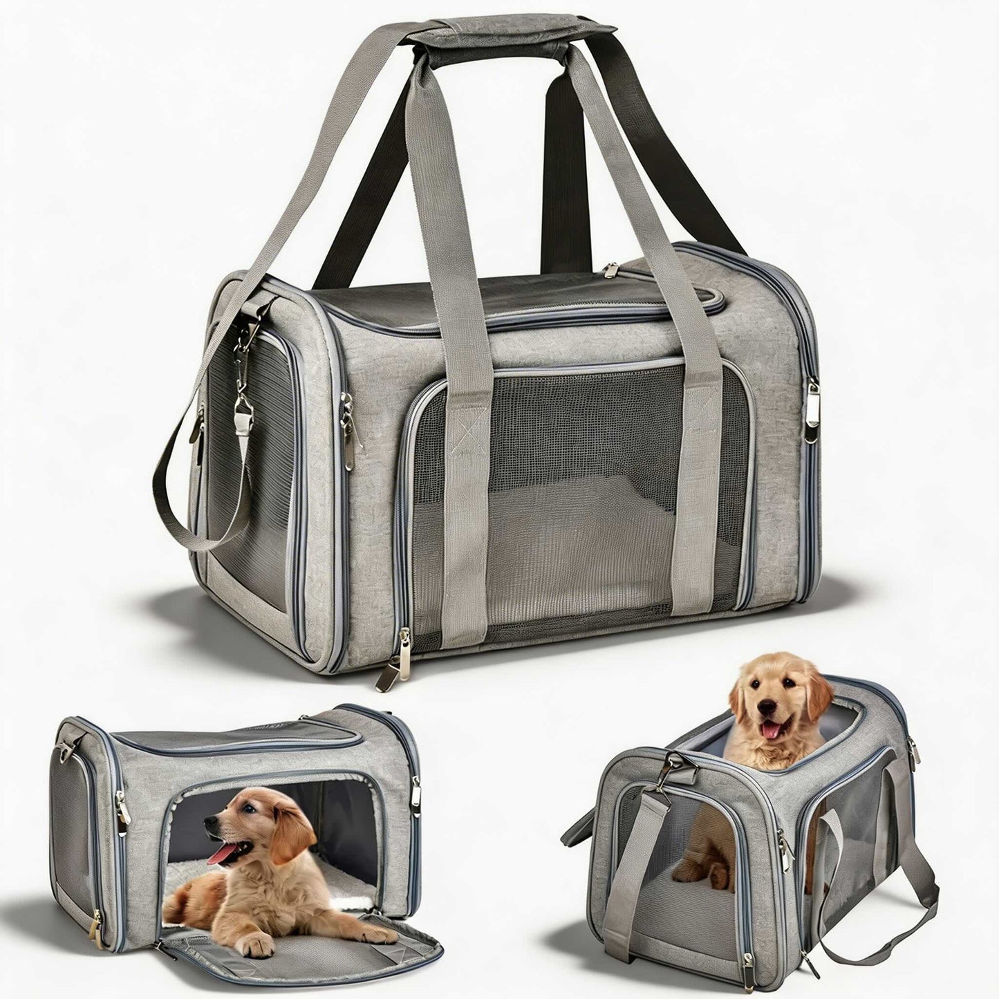 Airline Approved Soft-Sided Dog Carrier Backpack with Waterproof Polyester and Claw-Defense Mesh