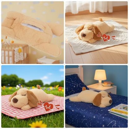 Calming Dog Plush Toy with Heartbeat Simulator & Warming Pack for Anxiety Relief