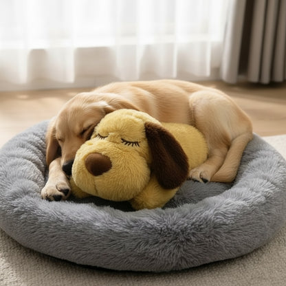 Calming Dog Plush Toy with Heartbeat Simulator & Warming Pack for Anxiety Relief