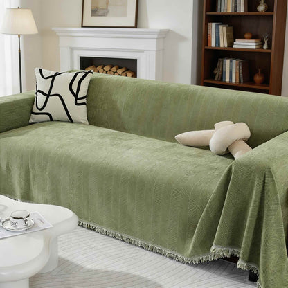 Dog Sofa Cover Chenille Herringbone Design with Tassels