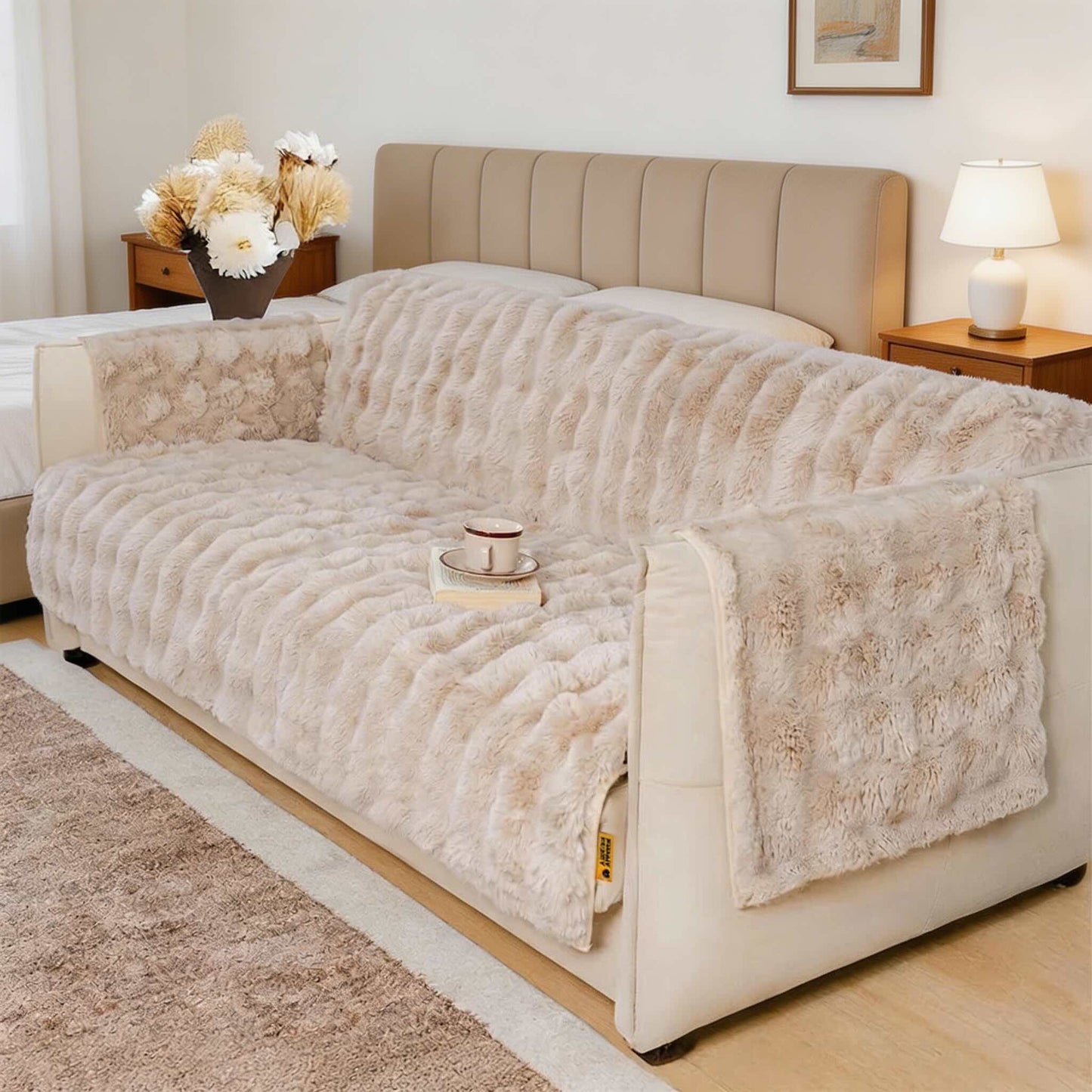 Dog Waterproof Couch Cover Protector, Soft Fluffy Sofa Cover for Pets, Non-Slip, Machine-Washable