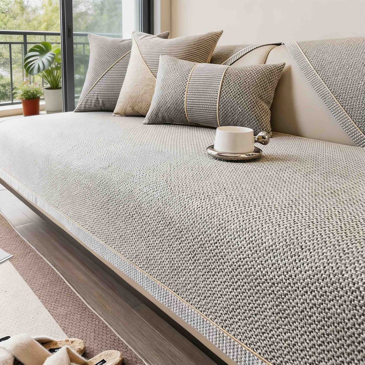 Dog Couch Cover Non-Slip Cotton-Linen Sofa Protector All-Season Soft Texture