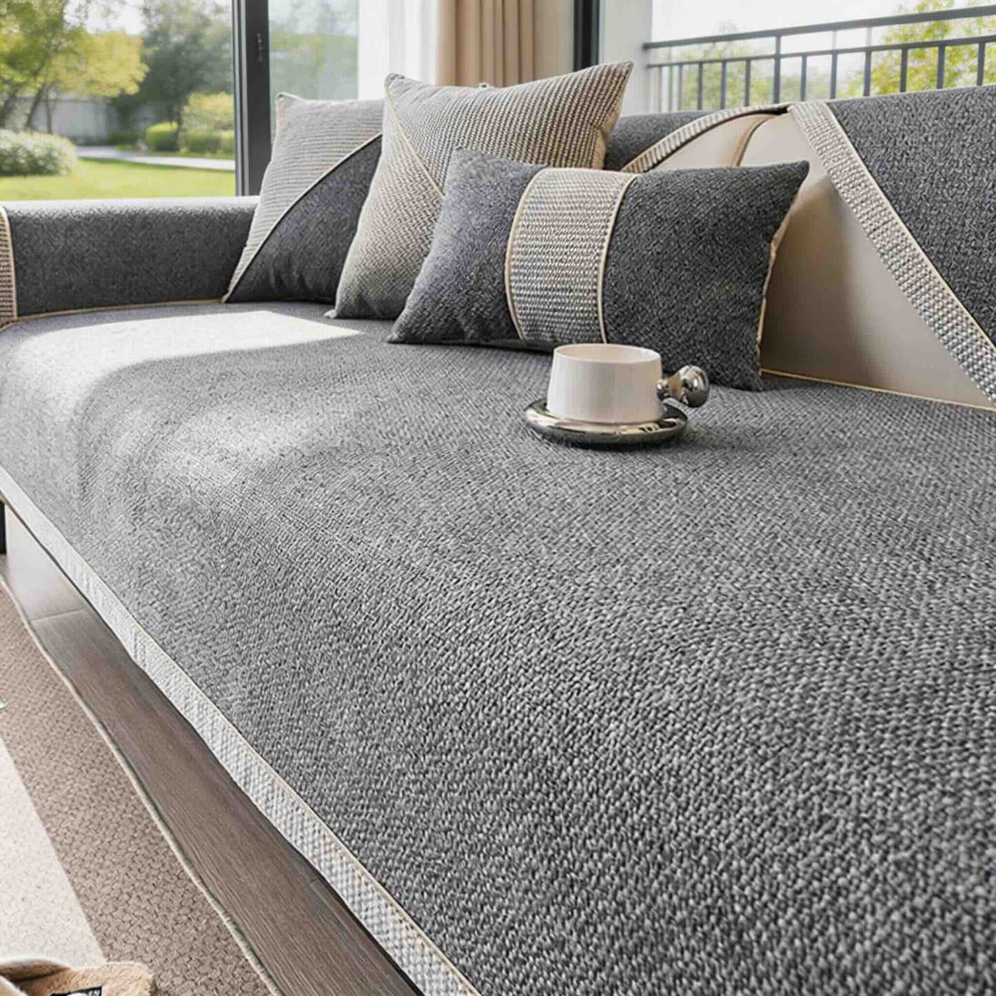 Dog Couch Cover Non-Slip Cotton-Linen Sofa Protector All-Season Soft Texture