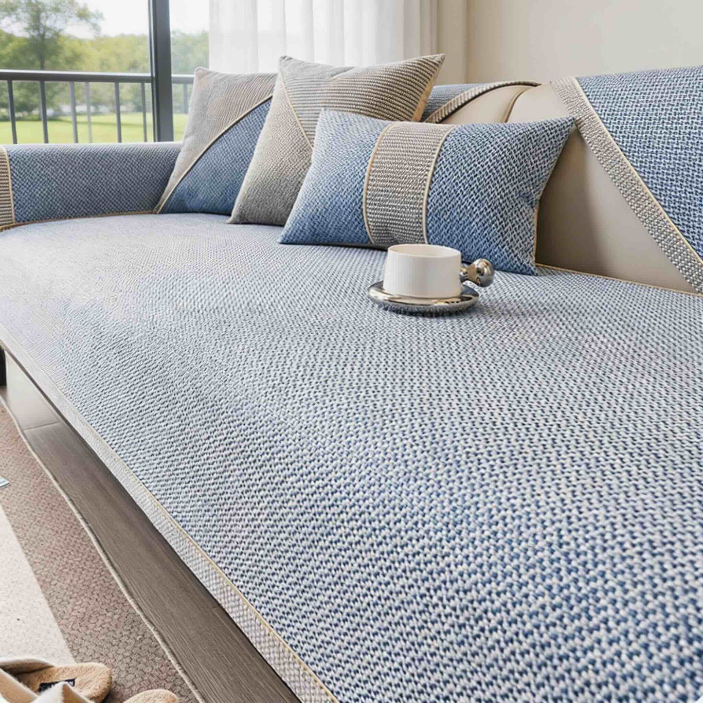 Dog Couch Cover Non-Slip Cotton-Linen Sofa Protector All-Season Soft Texture