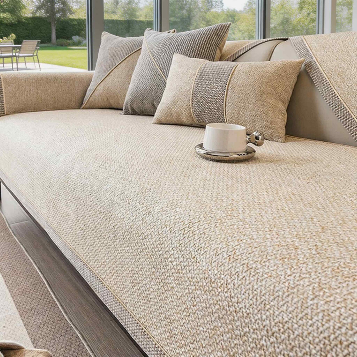 Dog Couch Cover Non-Slip Cotton-Linen Sofa Protector All-Season Soft Texture