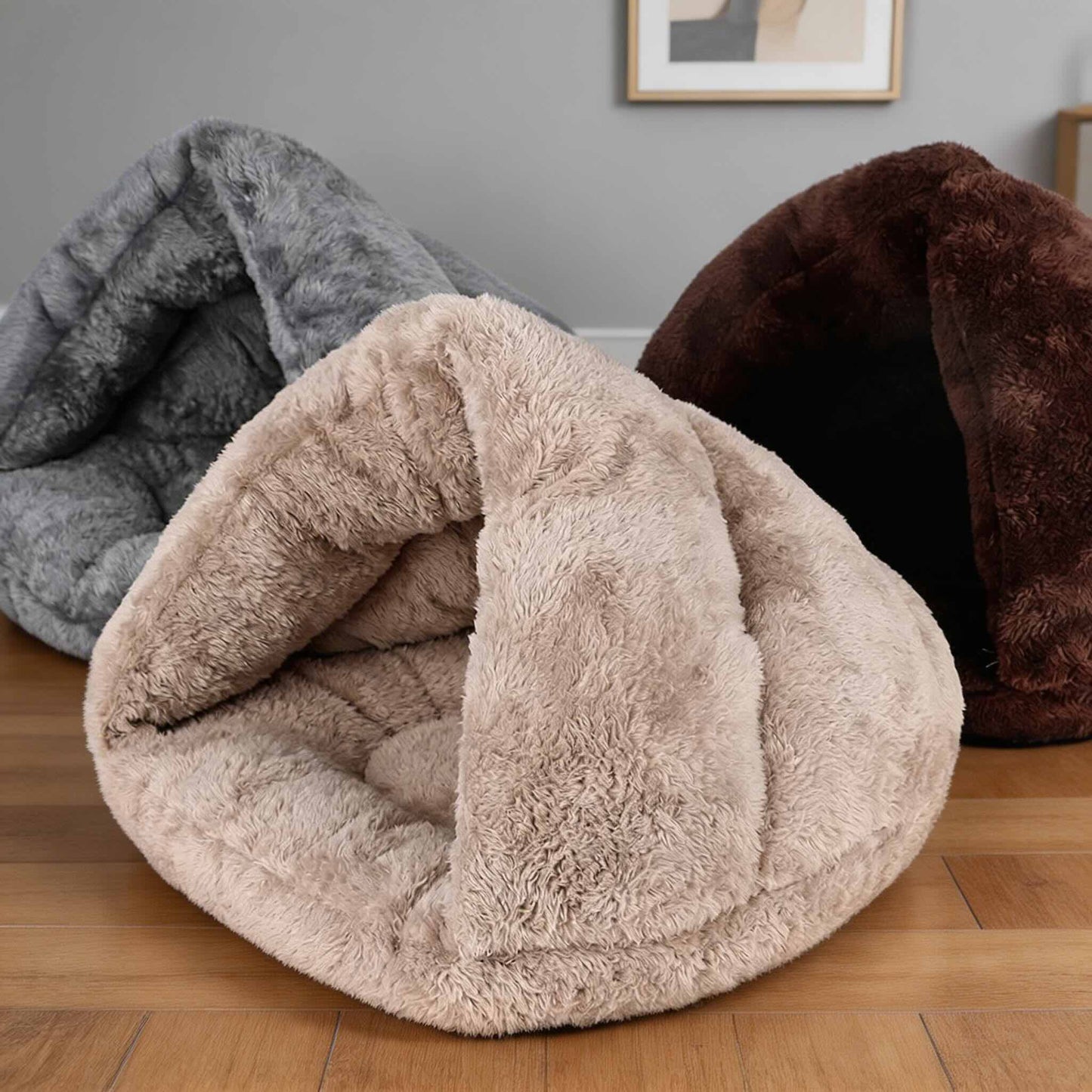 Ultra-Soft Polar Fleece Dog Bed Cave for Small Dogs and Puppies