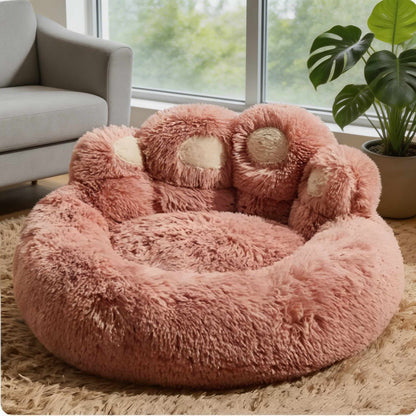 Large Dog Bed Ultra-Soft Plush Paw-Shaped Design with Non-Slip Base