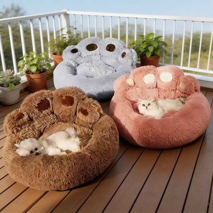 Large Dog Bed Ultra-Soft Plush Paw-Shaped Design with Non-Slip Base
