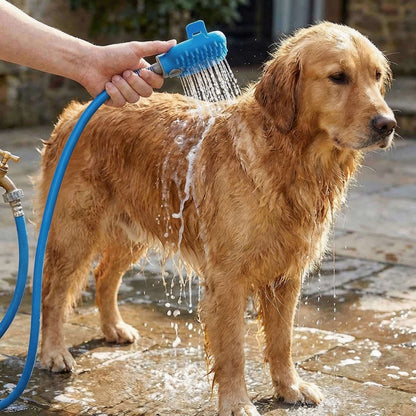 Dog Bath Massage Brush with Hose Attachment for Easy Grooming and Cleaning