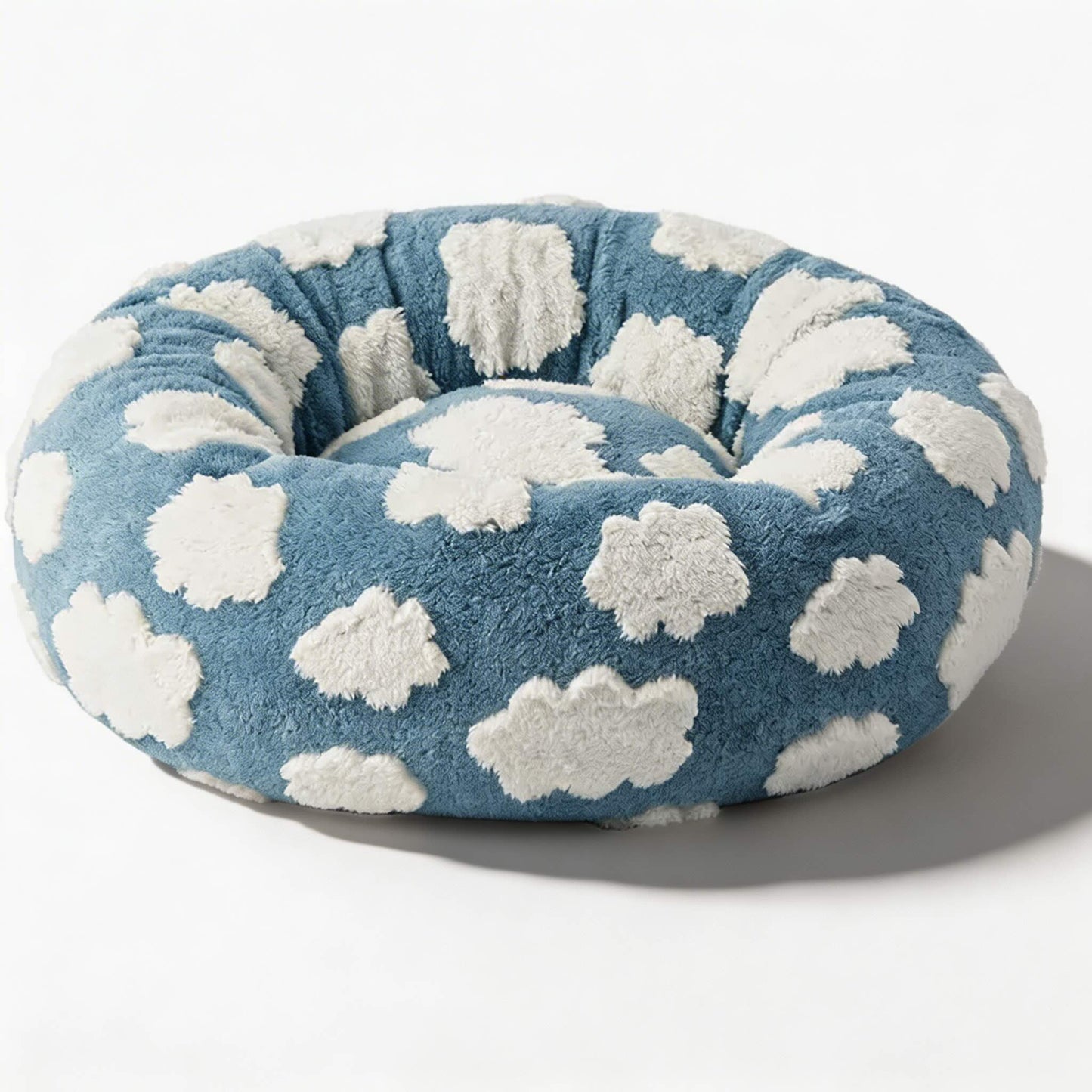 Round Dog Bed Plush Soft Faux Fur Pet House for Small Dogs