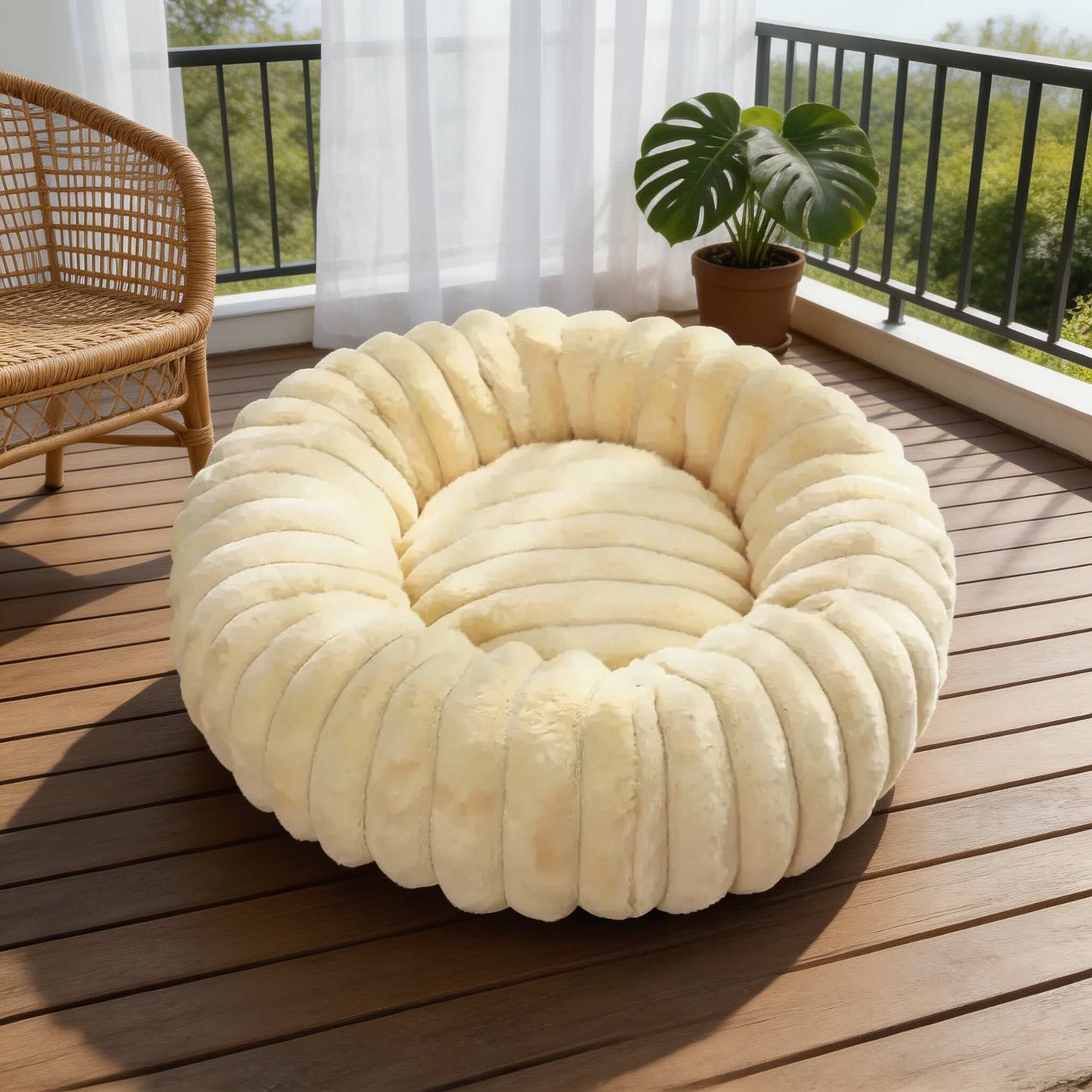 Round Dog Bed Plush Winter Warm Pet House for Medium Dogs
