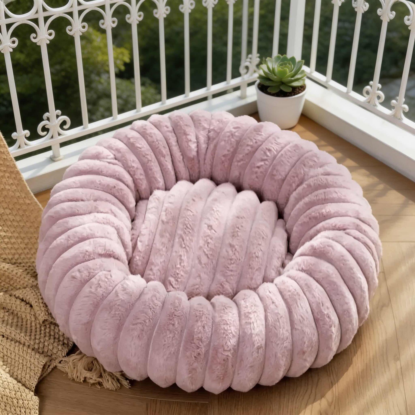 Round Dog Bed Plush Winter Warm Pet House for Medium Dogs