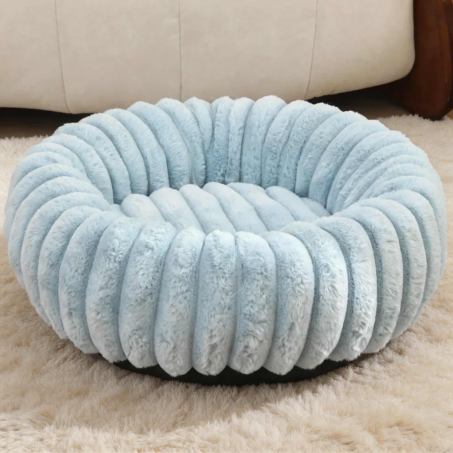 Round Dog Bed Plush Winter Warm Pet House for Medium Dogs