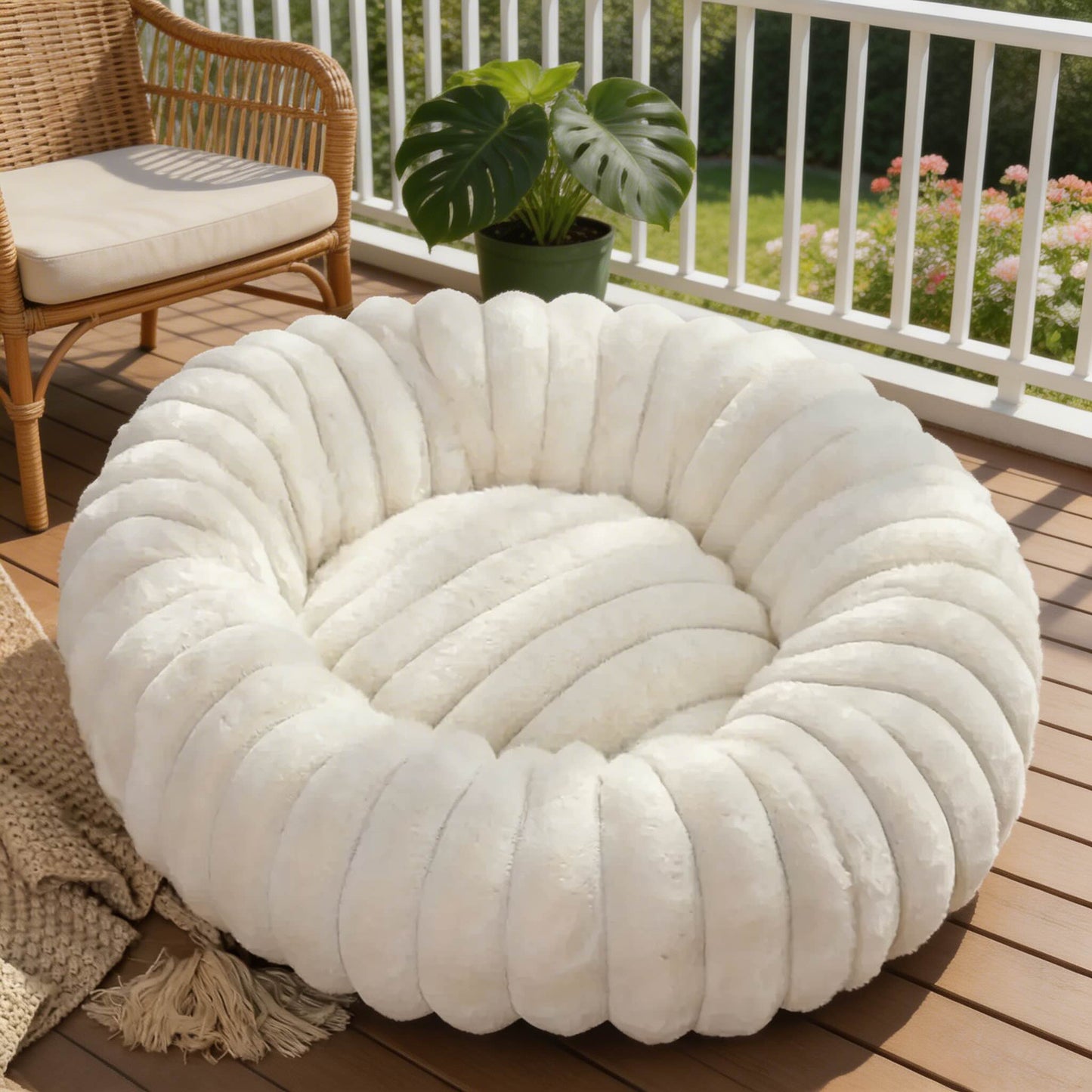 Round Dog Bed Plush Winter Warm Pet House for Medium Dogs