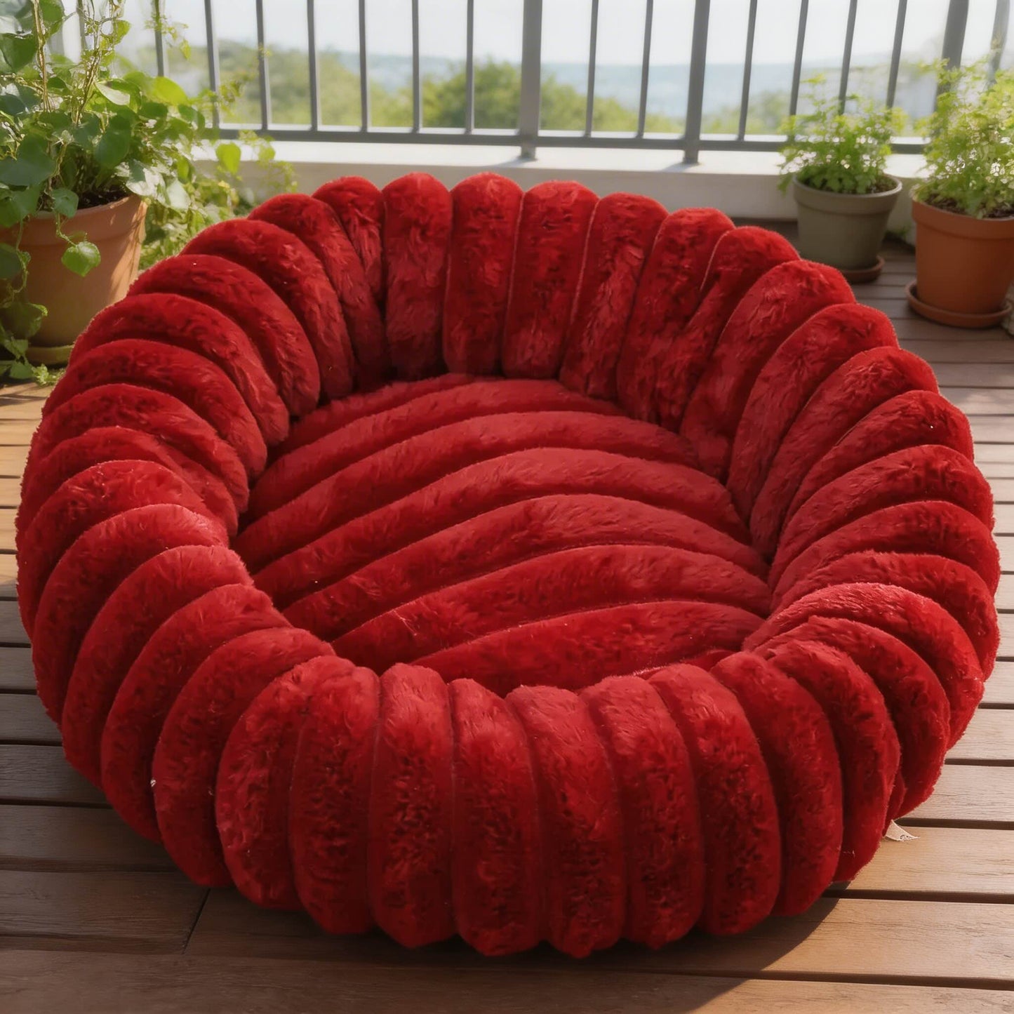 Round Dog Bed Plush Winter Warm Pet House for Medium Dogs